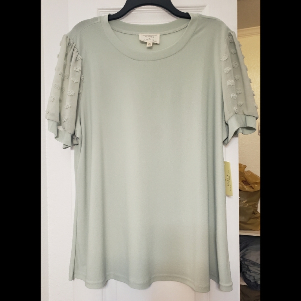 NWT Green Swiss Dot Blouse